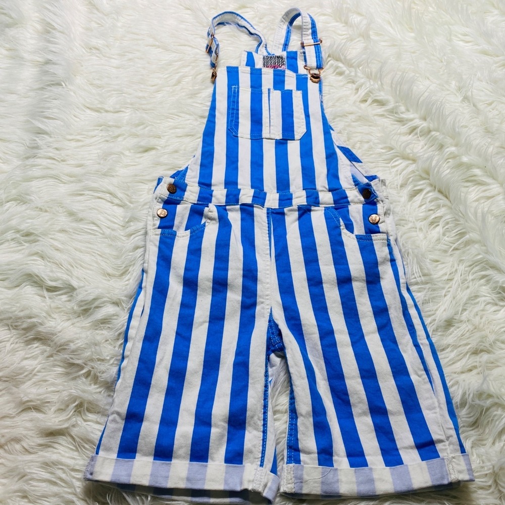 Kensie Girls‎ Overall Shorts Girls 16 Striped Pockets Cuff Hem Long
